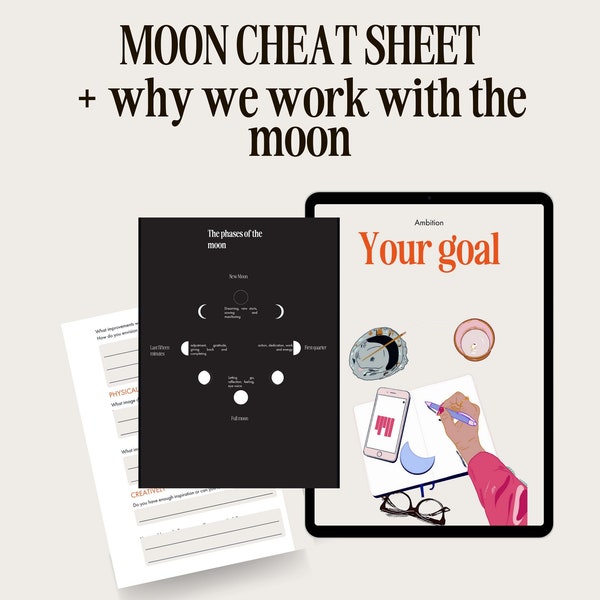 The moon phases cheat sheet | digital PDF | Lunar chart | Printable | Lunar Phases Cheat Sheet | Moon Phases Meaning | Lunar Phases Meaning