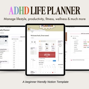 ADHD Notion Life Planner | Neurodivergent Planner | Notion Template | Aesthetic Planner | Student ADHD Planner | ADHD Digital Planner Adult
