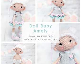 Knitted doll Amely, Amigurumi pattern, Knitted doll pattern, Knitted toy pattern, Amigurumi dolls, Toys pattern, Amigurumi toys