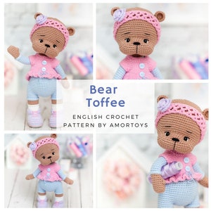 Crochet bear Toffe, Amigurumi pattern, Crochet rabbit, Crochet toy pattern, Toy patterns, Amigurumi toys, Amigurumi Bunny
