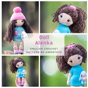 Cute crochet doll Alenka, Crochet doll pattern, Amigurumi pattern, Crochet doll, Crochet toy pattern, Amigurumi toys, Amigurumi doll