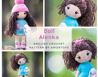 Śliczna lalka szydełkowa Alenka, wzór lalki szydełkowej, wzór amigurumi, lalka szydełkowa, wzór zabawki szydełkowej, zabawki amigurumi, lalka amigurumi