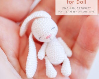 Konijntje voor pop, gehaakt konijntjespatroon, amigurumipatroon, gehaakt konijn, gehaakt speelgoedpatroon, speelgoedpatronen, amigurumi-speelgoed, amigurumi-konijn
