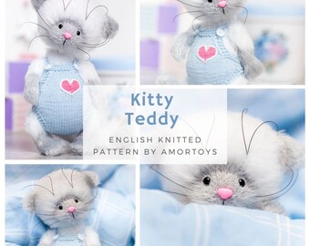 Nounours pour chaton, motif chaton en tricot, motif amigurumi, chat en tricot, modèle jouet en tricot, jouets amigurumi, modèle jouets et chat amigurumi