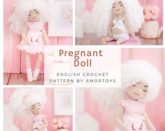 Cute pregnant crochet doll, Crochet doll pattern, Amigurumi pattern, Crochet doll, Crochet toy pattern, Amigurumi doll toys, Amigurumi doll
