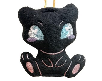 Mini Svart Monster Nyckelring, Fleece
