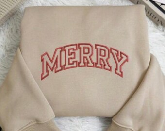Broderad Gildan-tröja med MERRY Holiday-motiv för vuxna
