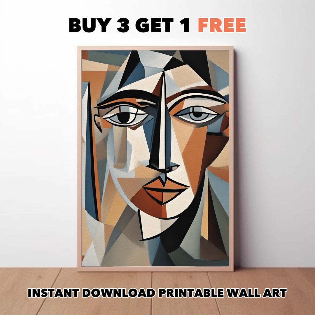 Abstract Cubist Woman Face Portrait Geometric Downloadable Art Picasso ...