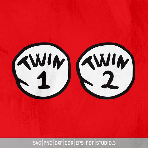 Twin 1 svg, Twin 2 svg, Thing 1 Thing 2 style, svg desgin. Instant download.