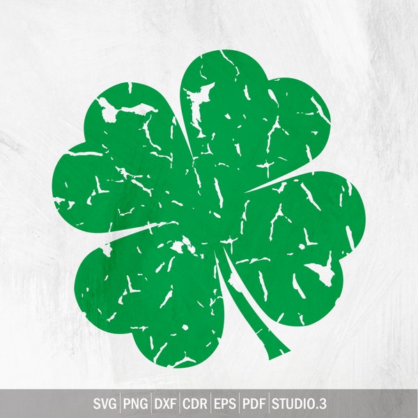 Shamrock svg, St Patrick’s Day svg, Clover svg, St Patrick’s Day svg, 4 leaf clover svg, distressed clover svg, eps, dxf, png, pdf, studio.3