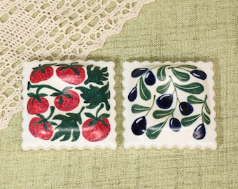 Tomaat Olijf Lepelsteun Handgemaakte Keramische Lepelhouder Mediterrane Stijl Aardewerk Keuken Decor Cadeau