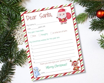 Brief an den Weihnachtsmann zum Ausdrucken, Brief an den Weihnachtsmann, Santa Letter
