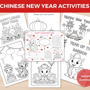 Lunar New Year Activity Bundle, Chinesisches Neujahr, Lunar New Year Printable, Chinesisches Neujahr Malvorlagen, Jahr des Drachen