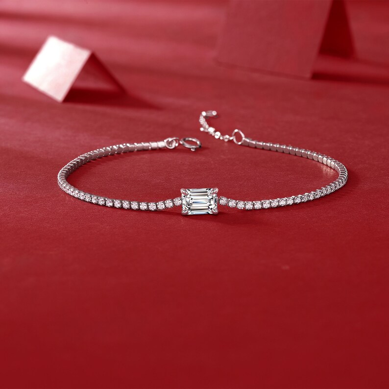 Moissanite Tennis Bracelet for Women, Delicate Bracelet, Diamond
