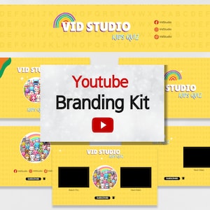 Youtube Branding Kit | Kids Youtube Banner, Intro and Outro Designs - Editable Canva Templates
