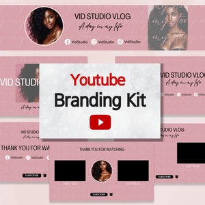 YouTube-brandingkit | Mooie roze YouTube-banner, intro- en outro-ontwerpen - bewerkbare Canva-sjablonen