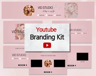 Youtube Branding Kit | Stylish Youtube Banner, Intro and Outro Designs - Editable Canva Templates