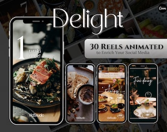 Faceless Social Media Designed Reels Video Bundle | 30 Delight Food Animated Canva Templates