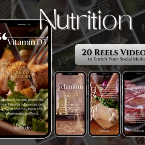 Wellness Nutrition Food Reels Video Bundle | Dietitian Health Clinic Marketing Canva Templates