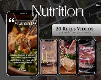 Wellness Nutrition Food Reels Video Bundle | Dietitian Health Clinic Marketing Canva Templates