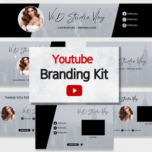 Youtube Branding Kit | Schickes schwarzes Youtube Banner, Intro und Outro Designs - Bearbeitbare Canva Vorlagen