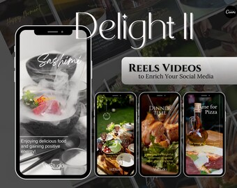 Pacote de vídeos de bobinas projetadas para mídia social sem rosto | Modelos Canva de vídeos de comida deliciosa