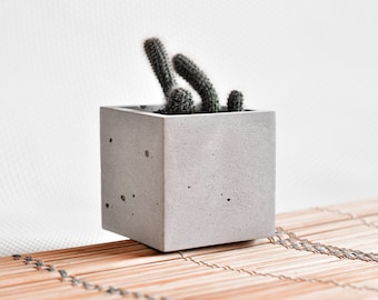 Square concrete planters | Succulent and cactus pot | Grey ctment succulent container | Minimalist decor | Modern Industrial beton pot