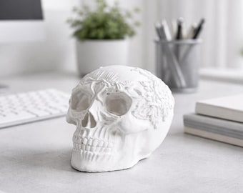 Concrete Skull Decor | Gothic Home Accent | Minimalist Handmade Cement Sculpture