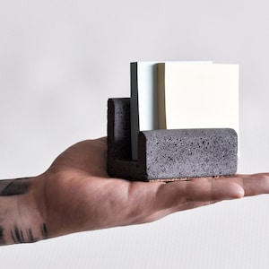 Porta-blocos de papel de concreto | Porta-cartões de visita de concreto | Suporte para cartões de cimento | Decoração industrial para escritório | Organizador de mesa de concreto