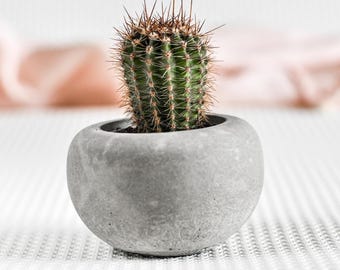 Modern Concrete small Planter for Succulents and Cactus | Minimalist Decorative Handmade Indoor Plant Pot