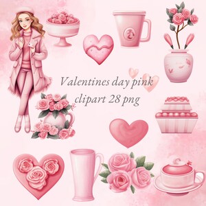 Valentines day pink, Valentine&#39;s Day Cards Watercolor Clipart
