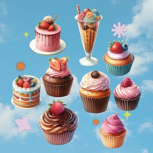 Watercolor Cakes Clipart, 94 PNG cupcakes Clipart, Baking Clipart, Desserts Clipart, Cakes Clipart, Commercial Use