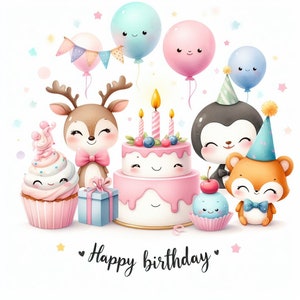 Clipart di buon compleanno, 25 clipart di compleanno PNG, clipart di cottura, clipart di dessert, clipart di buon compleanno, uso commerciale