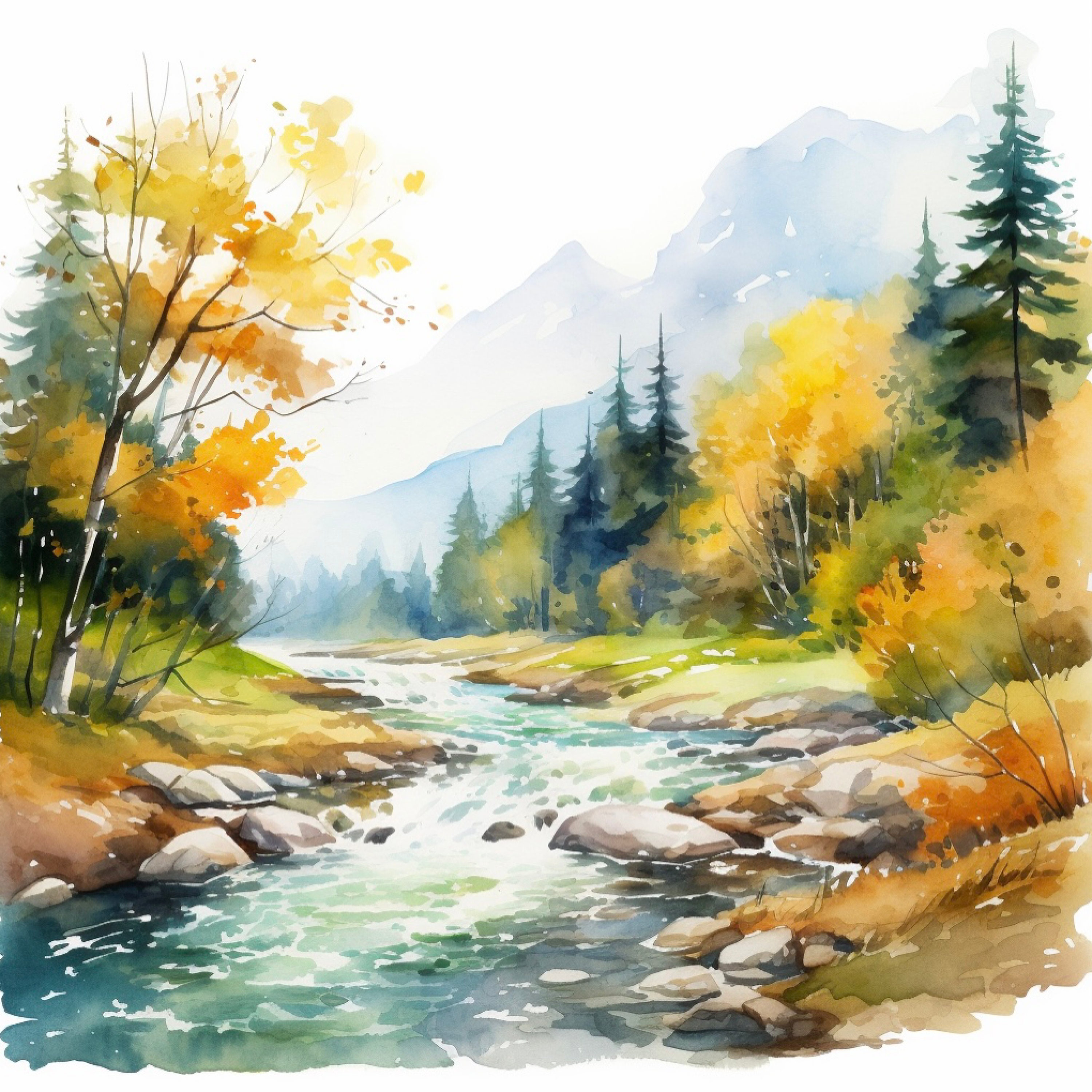 Nature Paintings Watercolor , Printable Wall Art, Digital Download - Etsy