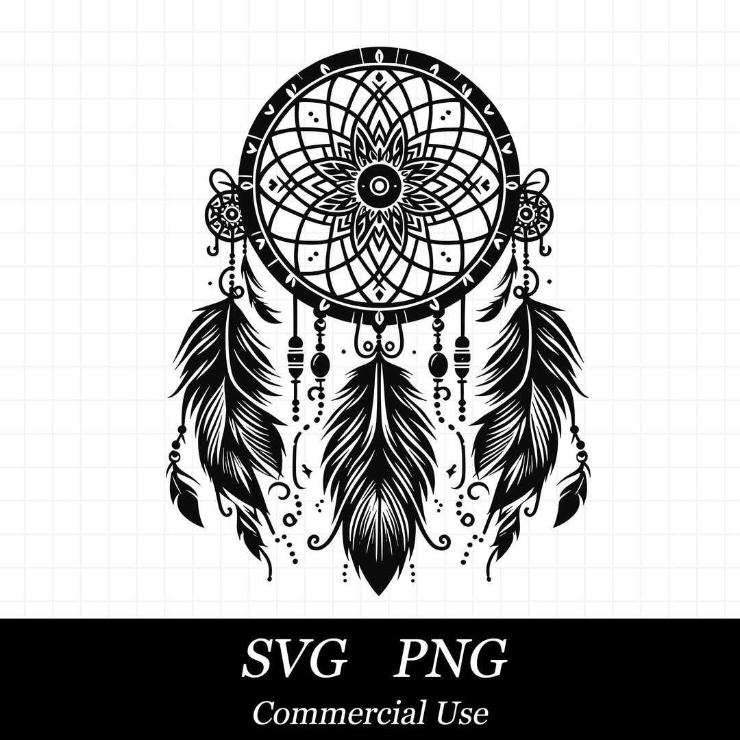Boho Dream Catcher SVG File for Cricut, Feathers SVG, Dream Catcher Png ...