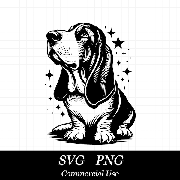 Basset Hound Dog SVG PNG, Basset Hound Svg, SVG Files for Cricut, Commercial Use, Instant Digital Download