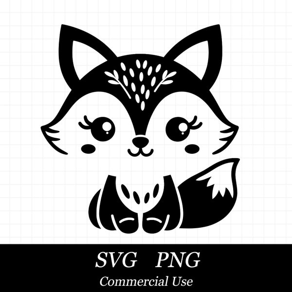 Fox SVG PNG, Cute Fox Svg, Woodland Animal Svg, SVG Files for Cricut, Commercial Use, Instant Digital Download, Baby Fox Svg,