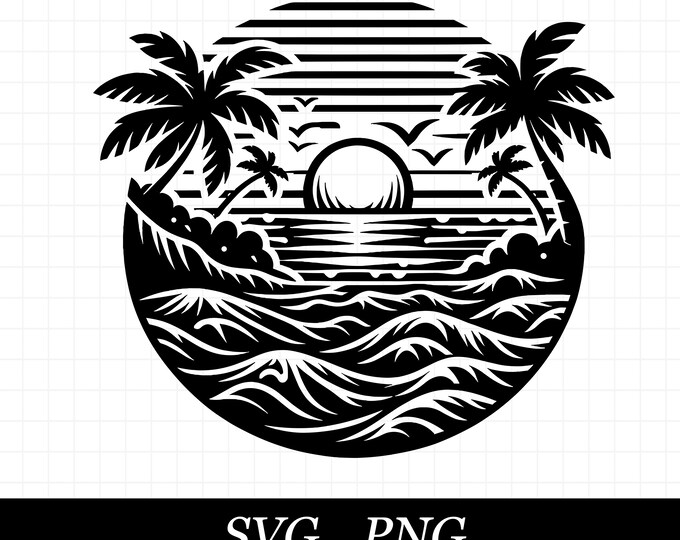 Beach SVG PNG, Palm Tree Svg, Ocean Svg, SVG Files for Cricut ...