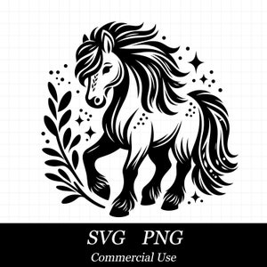 Horse SVG File For Cricut, Farm Animal SVG, Horse Png, Commercial Use, Instant Digital Download, Floral Pony Svg