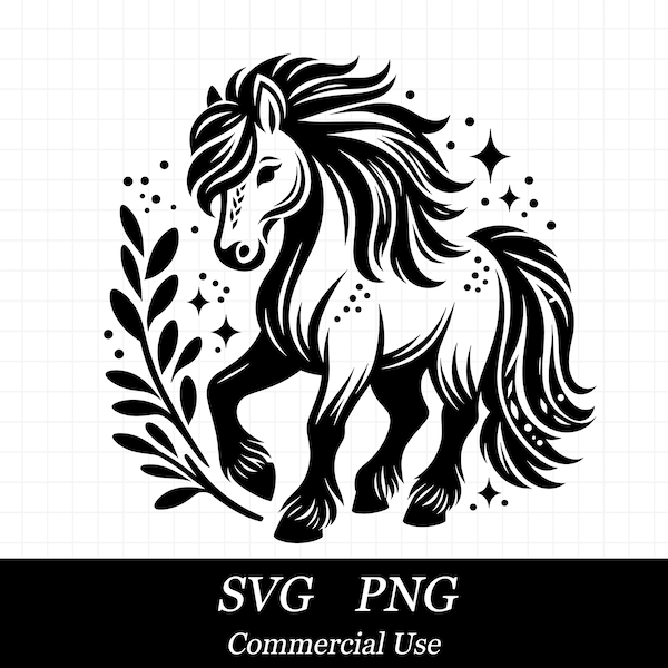 Pferd SVG-Datei für Cricut, Bauernhof Tier SVG, Pferd Png, kommerzielle Nutzung, sofortiger digitaler Download, Floral Pony svg