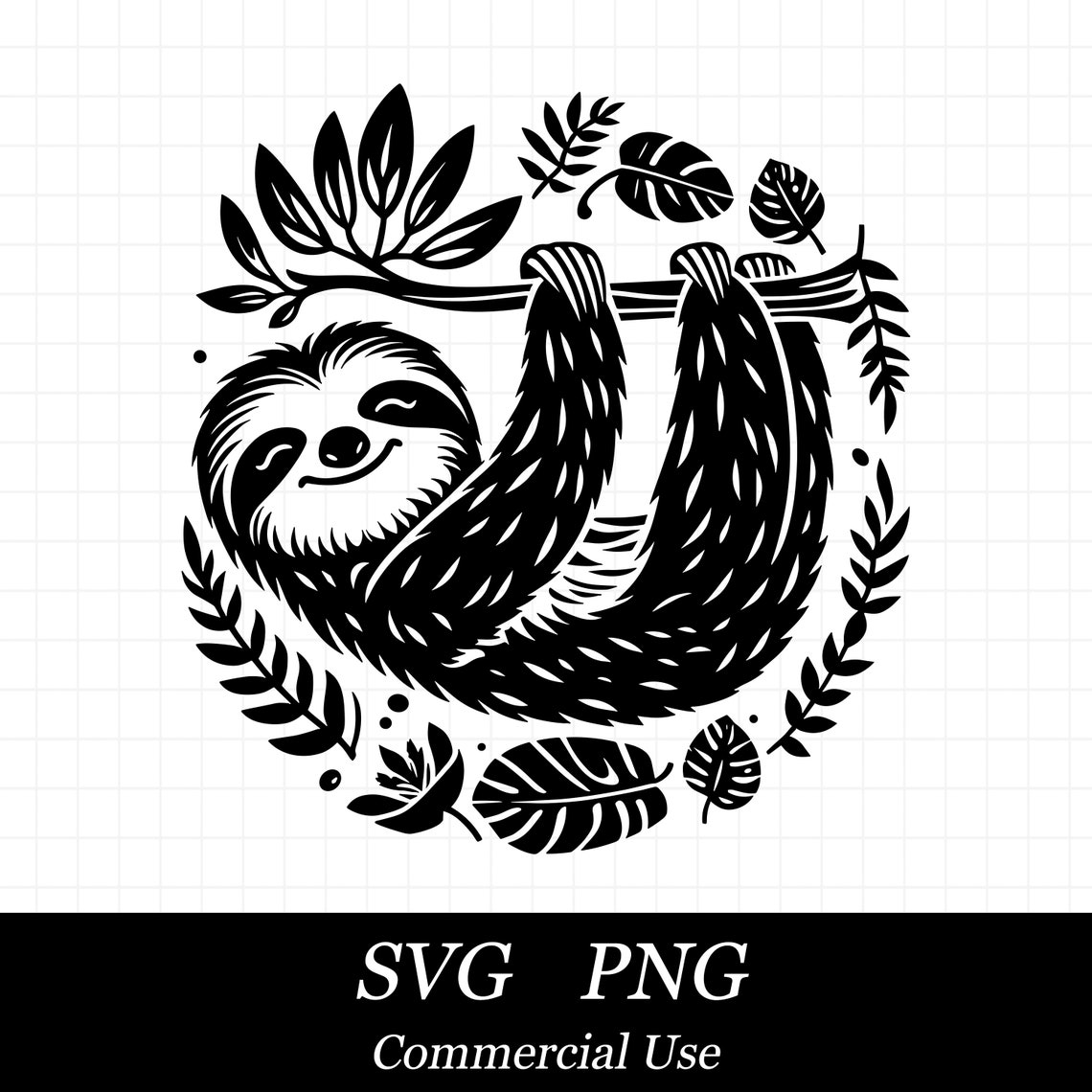 Sloth SVG PNG, Sloth on Branch Svg, Cute Sloth Svg, SVG Files for