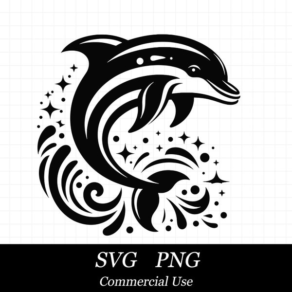 Beach Dolphin SVG PNG, Ocean Waves Svg, SVG Files for Cricut, Commercial Use, Instant Digital Download,