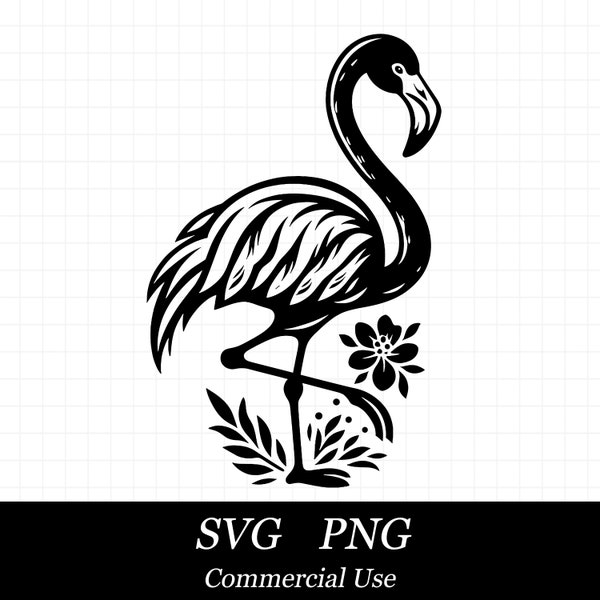 Flamingo SVG File For Cricut, Bird SVG, Summer Png, Commercial Use, Instant Digital Download, Floral Svg