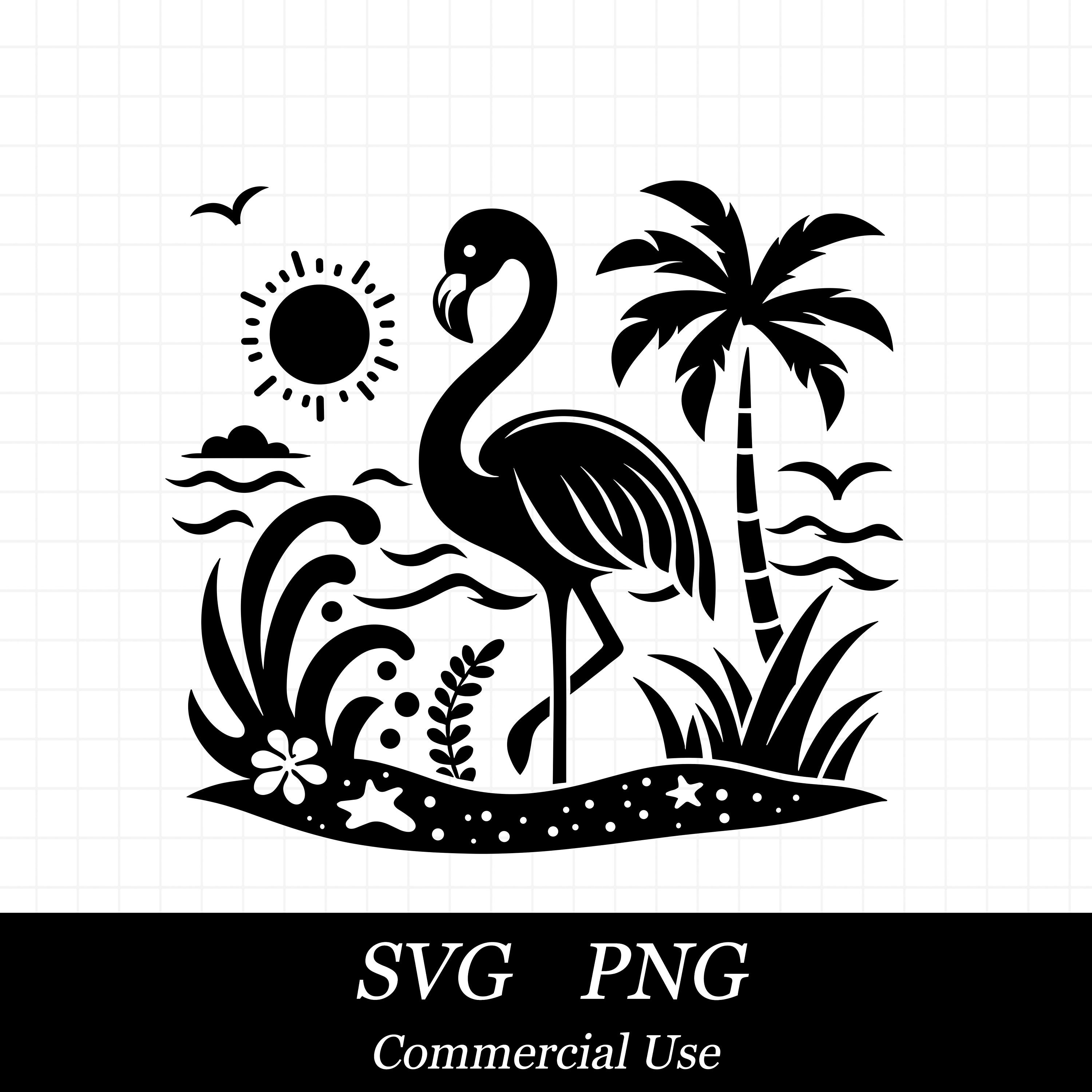 Beach Flamingo SVG PNG, Beach Svg, Summer Svg, SVG Files for Cricut