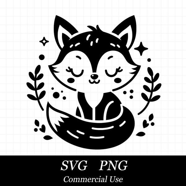 Floral Fox SVG, Woodland Animal Svg, Cute Fox Svg, SVG Files for Cricut, Commercial Use, Instant Digital Download, Flowers SVG