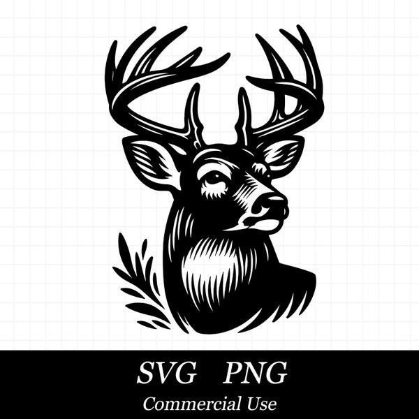 Whitetail Buck Deer SVG, Hunting Svg, Deer Head Svg, SVG Files for Cricut, Commercial Use, Instant Digital Download, Wildlife Svg,