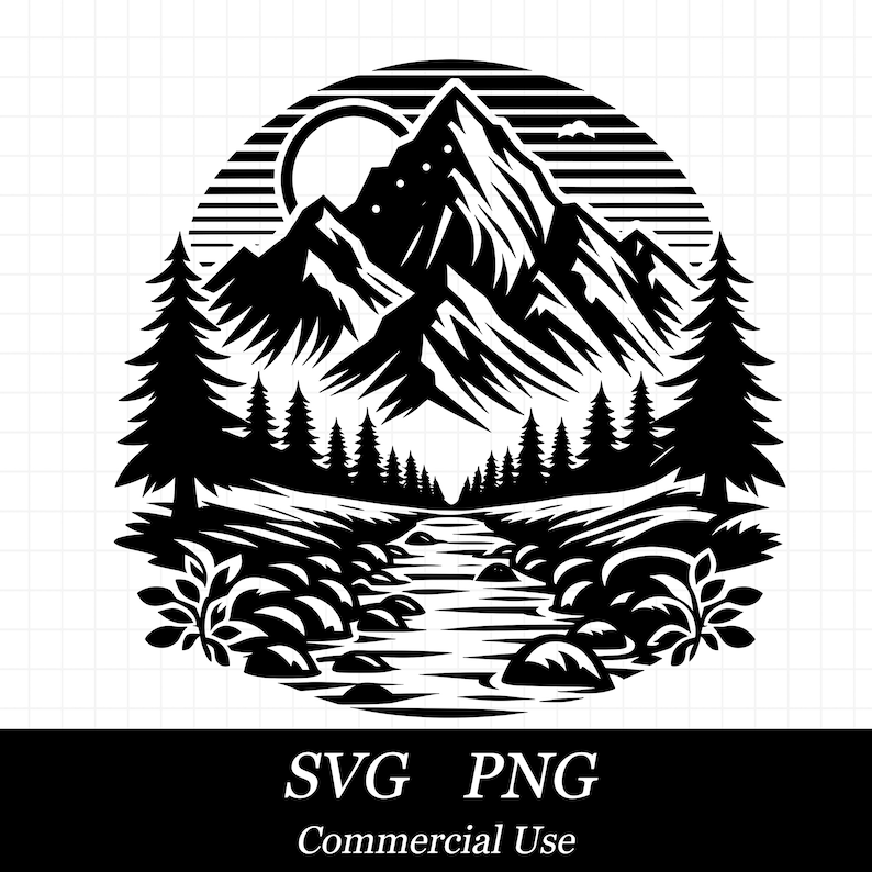 Mountain Camping SVG PNG, Outdoors Svg, Forest Svg, River Svg, SVG ...