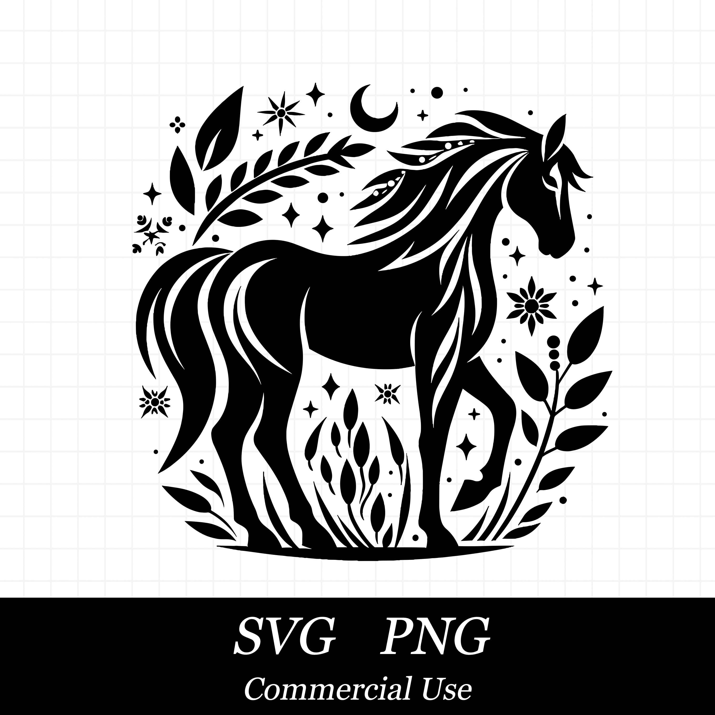 Horse SVG Files for Cricut, Farm Animal Svg, Floral Horse Png