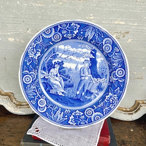 Vintage English Blue Transferware Spode Blue Room Collection 10 inch Dinner Plate- Woodman