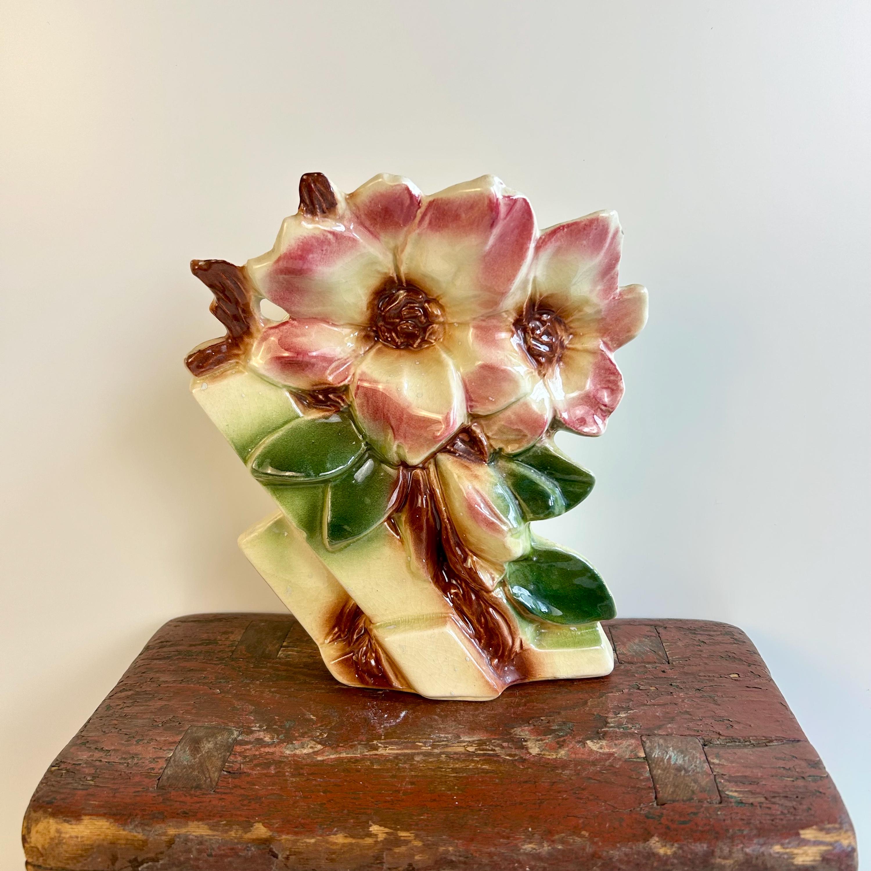 Vintage Mccoy Pottery Magnolia Blossom Floral Vase - Etsy